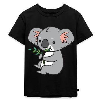 Koala - isst Eukalyptus - Kinder Premium Bio T-Shirt - Schwarz - Vorne - Mikhail (115cm)