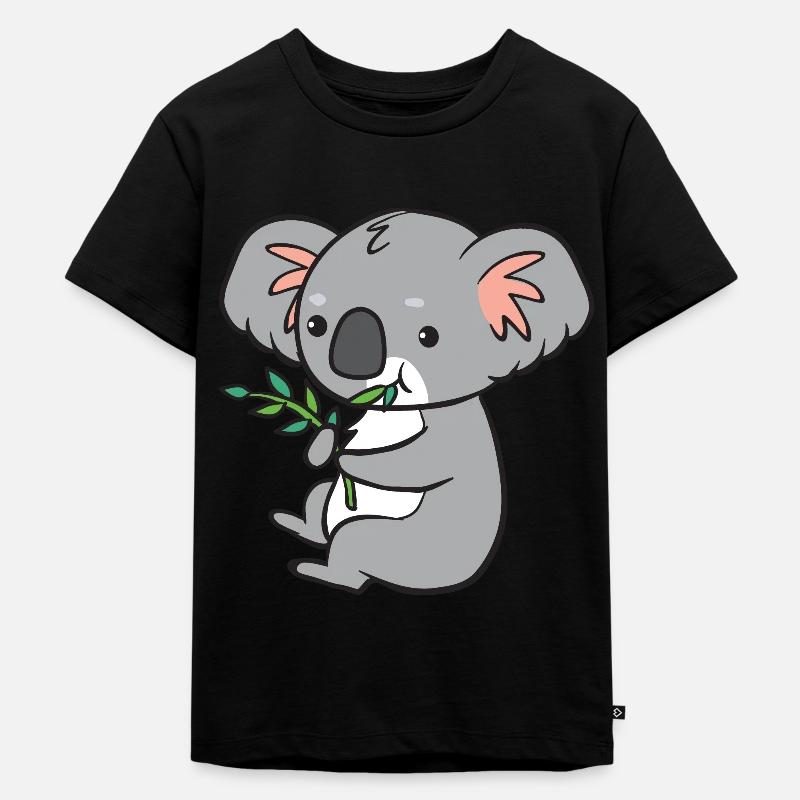 Koala - isst Eukalyptus - Kinder Premium Bio T-Shirt - Schwarz