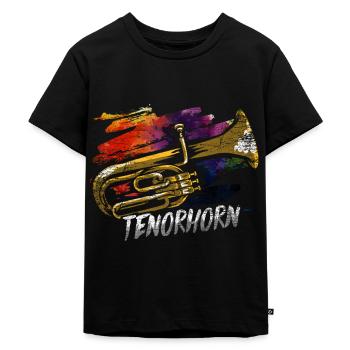 Tenorhorn Geschenk - Kinder Premium Bio T-Shirt - Schwarz - Vorne - Mikhail (115cm)