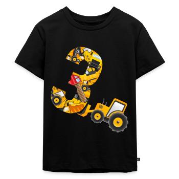 Kinder Kinder Bagger 3. Geburtstag Jungen 3 Jahre - Kinder Premium Bio T-Shirt - Schwarz - Vorne - Mikhail (115cm)