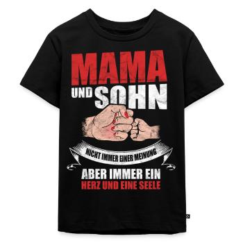 Mama Sohn Muttertag Geschenk - Kinder Premium Bio T-Shirt - Schwarz - Vorne - Mikhail (115cm)