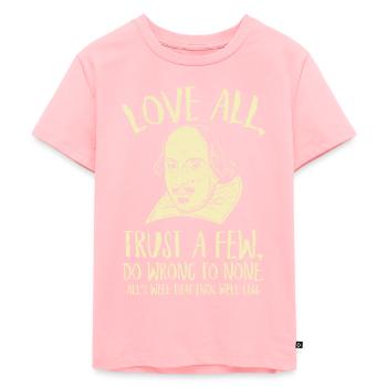 William Shakespeare literature saying theater - Kids Premium Organic T-Shirt - rose - Front - AI Model Kid Female (0cm)