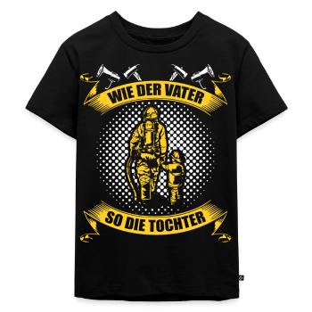 Feuerwehr Vater & Tochter Geschenkidee - Kinder Premium Bio T-Shirt - Schwarz - Vorne - Mikhail (115cm)