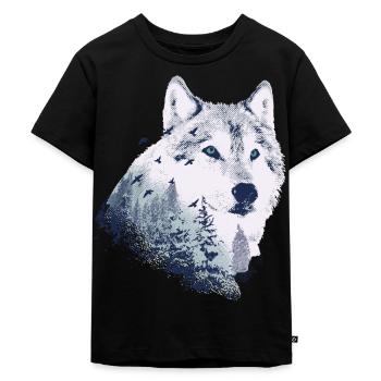 wolf - Kids Premium Organic T-Shirt - black - Front - Mikhail (115cm)
