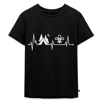 Herzschlag Pfadfinder und Camper Geschenkidee - Kinder Premium Bio T-Shirt - Schwarz - Vorne - Mikhail (115cm)