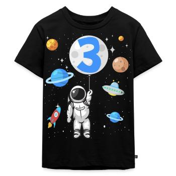 Astronaut Rakete 3. Geburtstag Weltraum 3 Jahre - Kinder Premium Bio T-Shirt - Schwarz - Vorne - Mikhail (115cm)