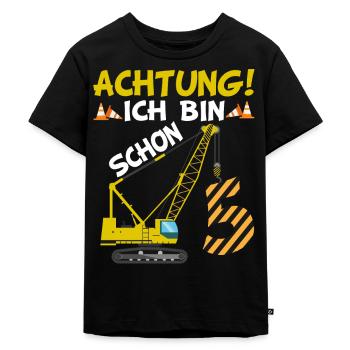 5. Geburtstag Ich bin schon 5 Bagger Kran Geschenk - Kinder Premium Bio T-Shirt - Schwarz - Vorne - Mikhail (115cm)