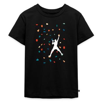 Klettern - Bouldern Boulder - Kinder Premium Bio T-Shirt - Schwarz - Vorne - Mikhail (115cm)