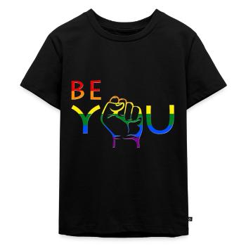 Be You Pride Fist Rainbow - Kids Premium Organic T-Shirt - black - Front - Mikhail (115cm)