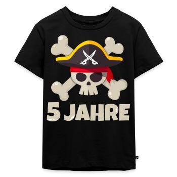 5. Geburtstag Pirat 5 Jahre Jungen Geschenk - Kinder Premium Bio T-Shirt - Schwarz - Vorne - Mikhail (115cm)