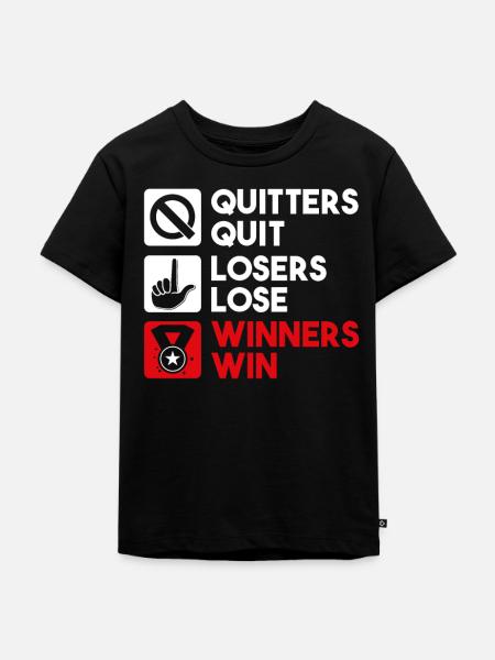 Gewinner Gewinnen Motivationsspruch - Kinder Premium Bio T-Shirt - Schwarz