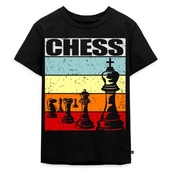 Schach - Kinder Premium Bio T-Shirt - Schwarz - Vorne - Mikhail (115cm)