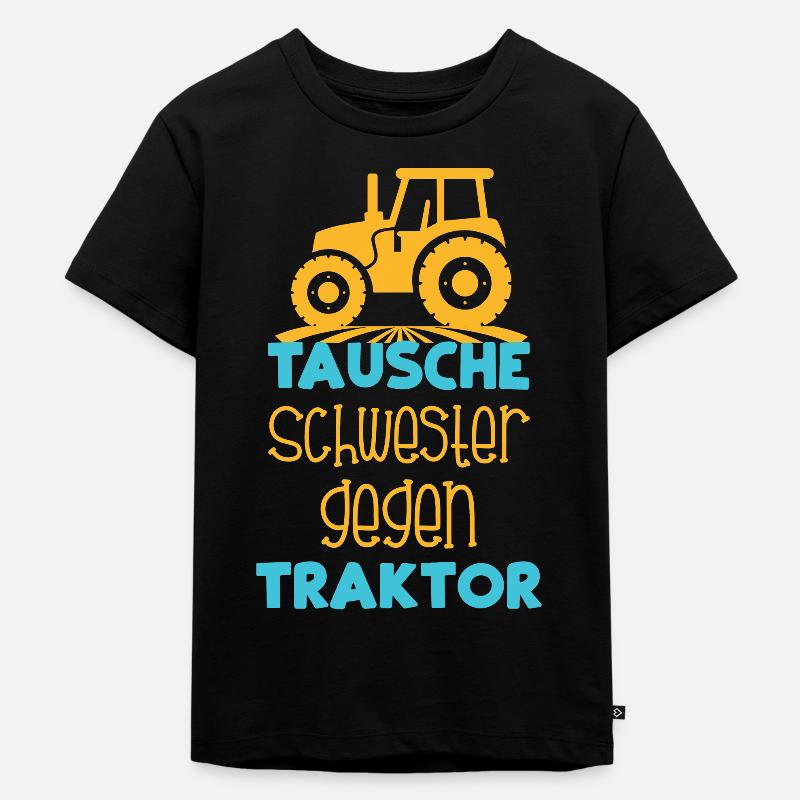 Tausche Schwester Gegen Traktor Nachwuchslandwirte - Kinder Premium Bio T-Shirt - Schwarz