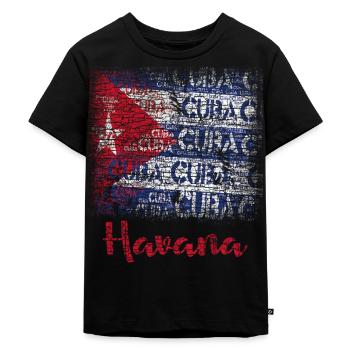 Havana Cuban Flag Geschenk - Kinder Premium Bio T-Shirt - Schwarz - Vorne - Mikhail (115cm)