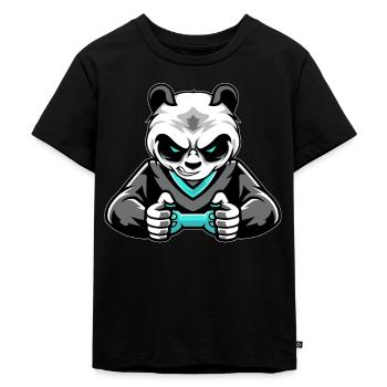 Panda Bear gaming console gambler nerd gamer video - Kids Premium Organic T-Shirt - black - Front - Mikhail (115cm)