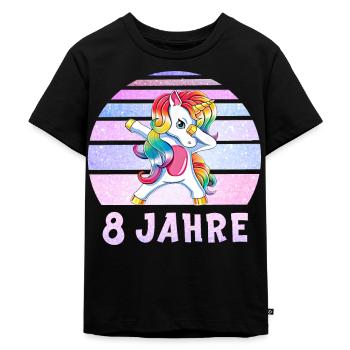 Dabbing Einhorn Geburtstagsshirt 8 Jahre Mädchen - Kinder Premium Bio T-Shirt - Schwarz - Vorne - Mikhail (115cm)