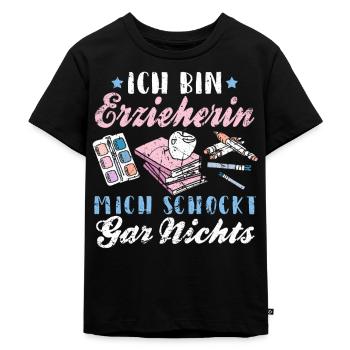 Lustiges Erzieherin Kinder Kindergarten Geschenk - Kinder Premium Bio T-Shirt - Schwarz - Vorne - Mikhail (115cm)