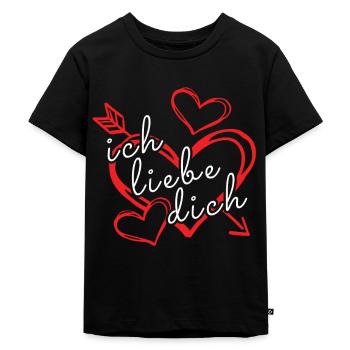 ich liebe dich Jahrestag - Kinder Premium Bio T-Shirt - Schwarz - Vorne - Mikhail (115cm)