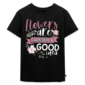 Florist Sunflower - Kinder Premium Bio T-Shirt - Schwarz - Vorne - Mikhail (115cm)