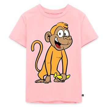 Monkey with banana - Kids Premium Organic T-Shirt - rose - Front - AI Model Kid Female (0cm)