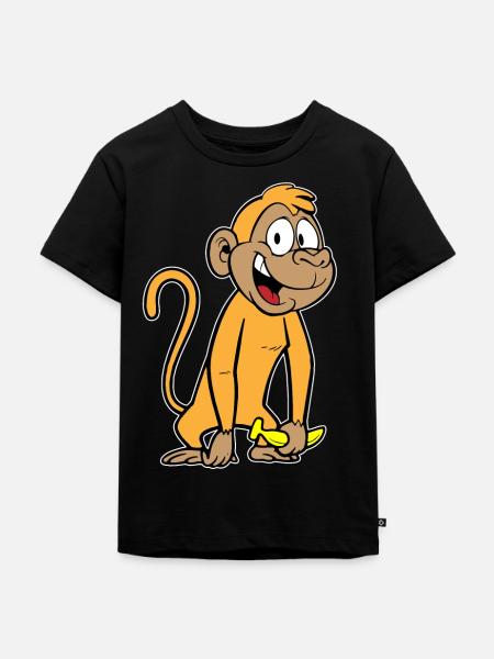 Monkey with banana - Kids Premium Organic T-Shirt - black