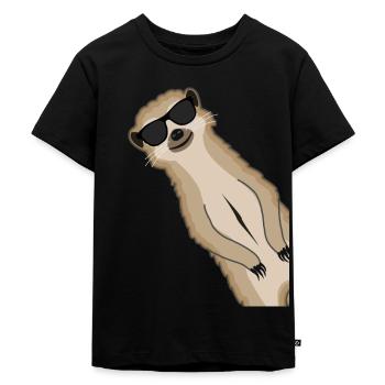 Erdmännchen Sonnenbrille Lustig Geschenk tiere - Kinder Premium Bio T-Shirt - Schwarz - Vorne - Mikhail (115cm)