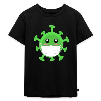 Corona Sweet green virus with Quarantine mouthguard - Kids Premium Organic T-Shirt - black - Front - Mikhail (115cm)