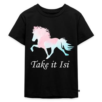 Islandpferd - Kinder Premium Bio T-Shirt - Schwarz - Vorne - Mikhail (115cm)