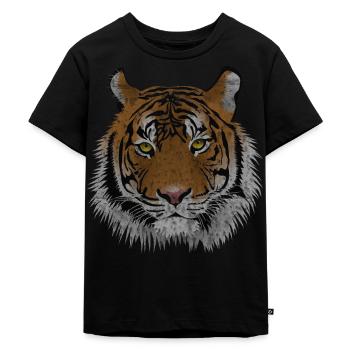Vintage Tigerkopf - Kinder Premium Bio T-Shirt - Schwarz - Vorne - Mikhail (115cm)