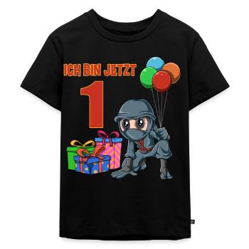 Kinder Ninja Geburtstag - 1 Jahr Kindergeburtstag - Kinder Premium Bio T-Shirt - Schwarz - Vorne - Mikhail (115cm)