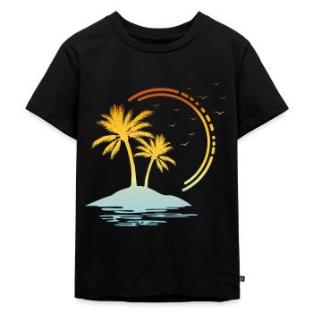 Palmen - Kinder Premium Bio T-Shirt - Schwarz - Vorne - Mikhail (115cm)