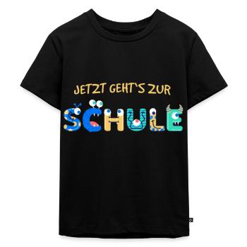 Einschulung Schule Erster Schultag Schulanfang - Kinder Premium Bio T-Shirt - Schwarz - Vorne - Mikhail (115cm)