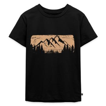 Wald Natur Berge Geschenk - Kinder Premium Bio T-Shirt - Schwarz - Vorne - Mikhail (115cm)