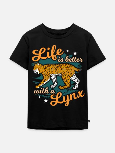 Luchs - Kinder Premium Bio T-Shirt - Schwarz