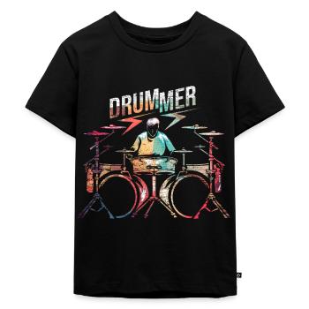 Schlagzeuger Schlagzeug - Kinder Premium Bio T-Shirt - Schwarz - Vorne - Mikhail (115cm)