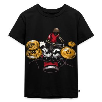 Schlagzeug Schlagzeuger Musik - Kinder Premium Bio T-Shirt - Schwarz - Vorne - Mikhail (115cm)