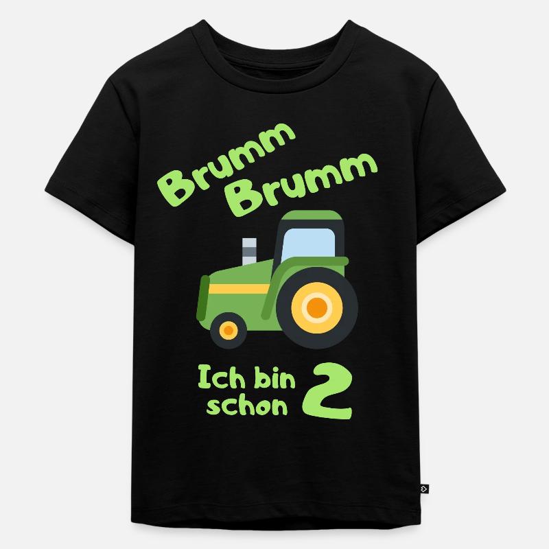 Brumm Brumm Ich bin schon 2 - Kinder Premium Bio T-Shirt - Schwarz