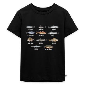 Angeln Angler Fischer Fischen Angel Fisch Rute See - Kinder Premium Bio T-Shirt - Schwarz - Vorne - Mikhail (115cm)