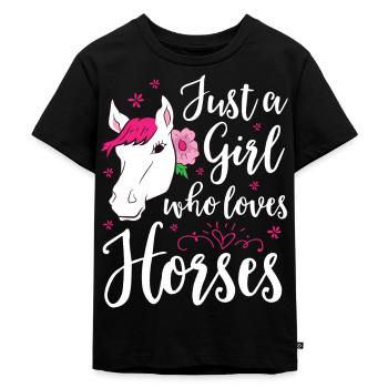 Pferde Mädchen Pferde Reiten Pferd Liebe - Kinder Premium Bio T-Shirt - Schwarz - Vorne - Mikhail (115cm)