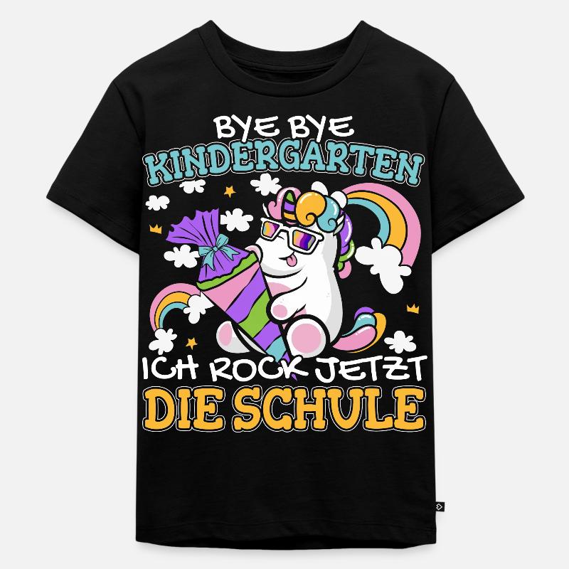 Bye Bye Kindergarten Einschulung Schulanfang - Kinder Premium Bio T-Shirt - Schwarz