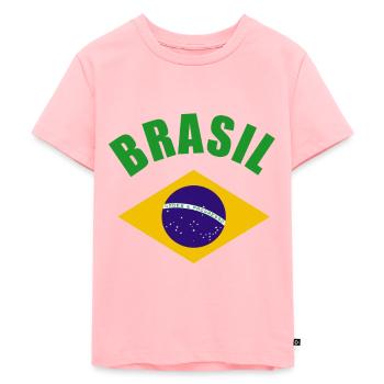 Brasil Ordem E Progresso - Kids Premium Organic T-Shirt - rose - Front - AI Model Kid Female (0cm)