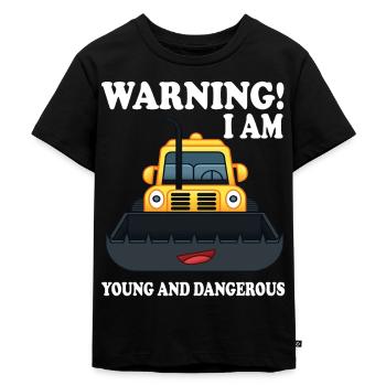 Warning! I am young and Dangerous. - Kinder Premium Bio T-Shirt - Schwarz - Vorne - Mikhail (115cm)