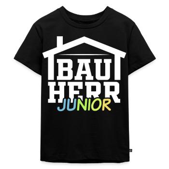 Bauherr Junior Kind Kinder Sohn Geschenk - Kinder Premium Bio T-Shirt - Schwarz - Vorne - Mikhail (115cm)