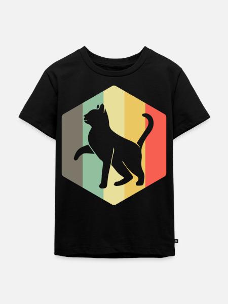 Katze Retro verrückte Katzendame - Kinder Premium Bio T-Shirt - Schwarz