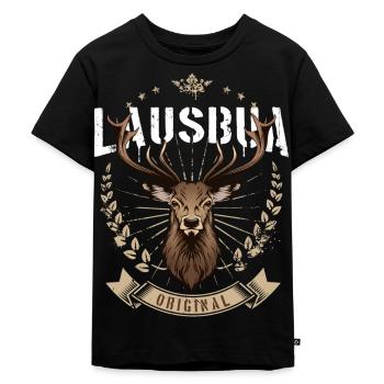 Lausbua Hirsch Bayrischer Tiroler Bua Dialekt Spaß - Kinder Premium Bio T-Shirt - Schwarz - Vorne - Mikhail (115cm)