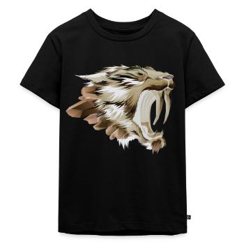 Säbelzahntiger Säbelzahn Raubkatze - Kinder Premium Bio T-Shirt - Schwarz - Vorne - Mikhail (115cm)
