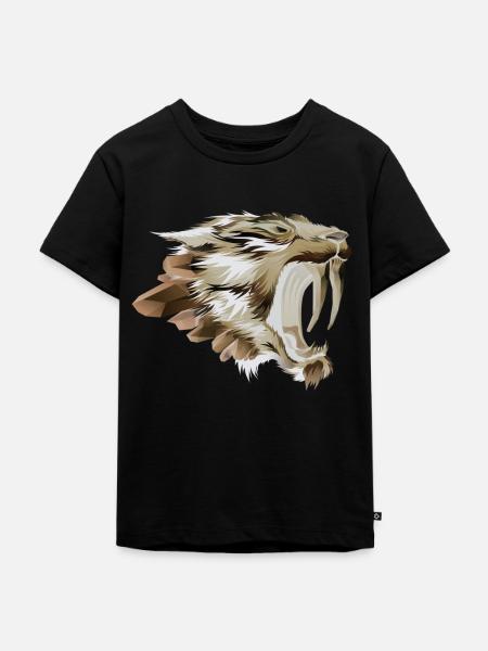 Säbelzahntiger Säbelzahn Raubkatze - Kinder Premium Bio T-Shirt - Schwarz