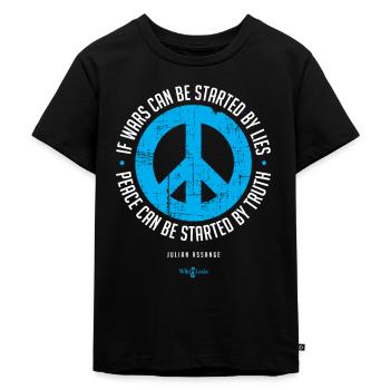 Frieden kann durch Wahrheit begonnen werden - Kinder Premium Bio T-Shirt - Schwarz - Vorne - Mikhail (115cm)