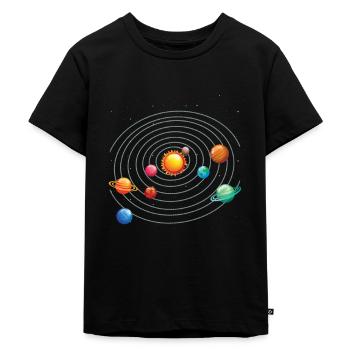 Sonnensystem Ich liebe meinen Planeten - Kinder Premium Bio T-Shirt - Schwarz - Vorne - Mikhail (115cm)