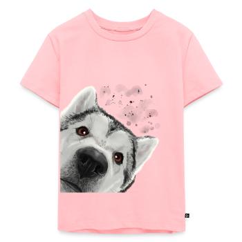 Curieux Alaskan Malamute chien - T-shirt Premium bio Enfant - rose - Devant - AI Model Kid Female (0cm)